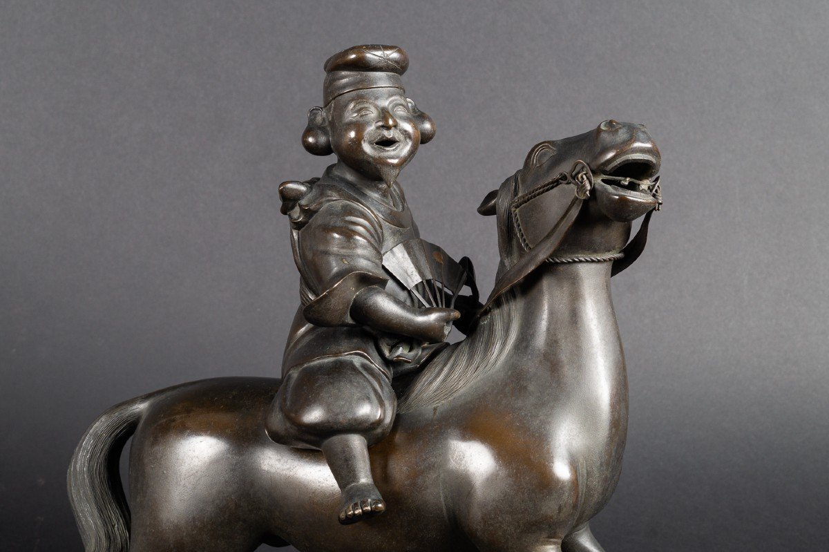 Daikoku à Cheval - Okimono, Masayuki, Bronze, Japon, ère Meiji (1868-1912) -photo-1
