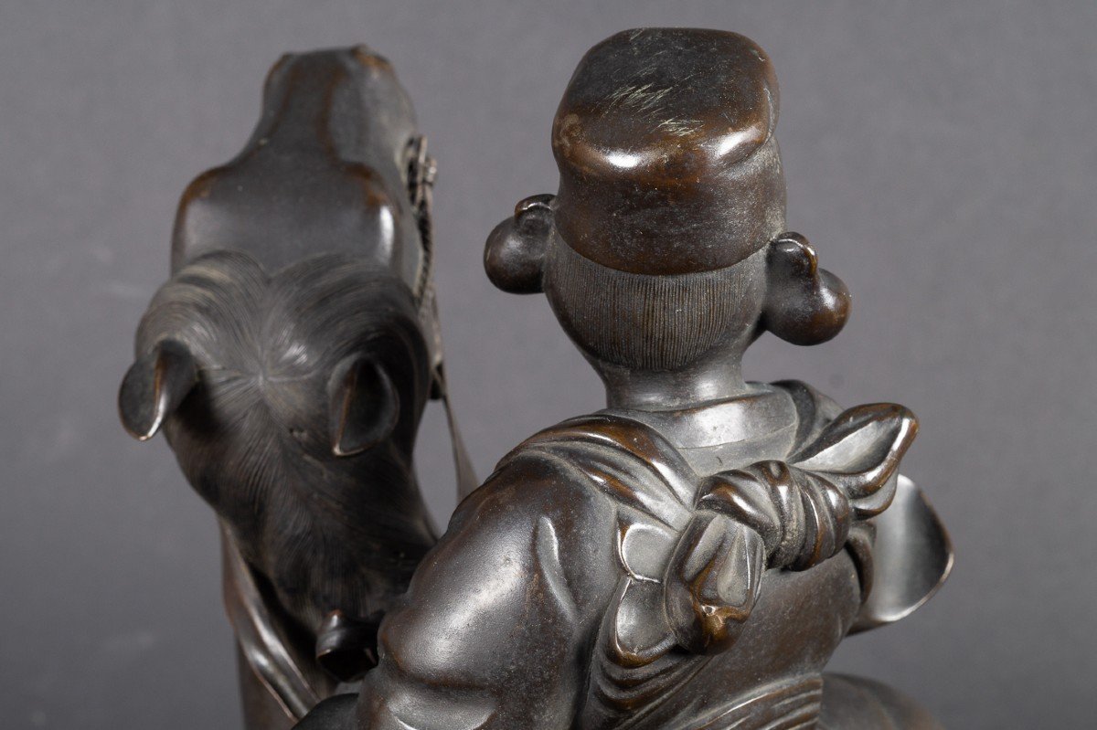 Daikoku à Cheval - Okimono, Masayuki, Bronze, Japon, ère Meiji (1868-1912) -photo-8