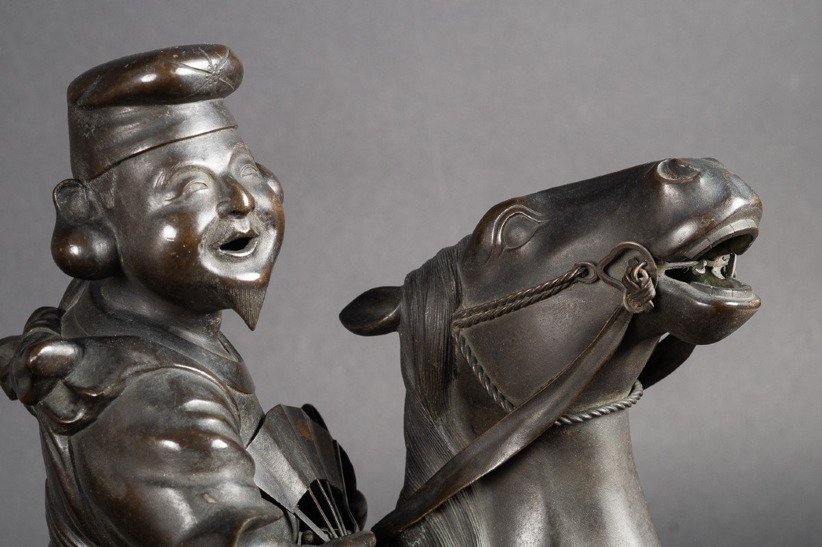 Daikoku à Cheval - Okimono, Masayuki, Bronze, Japon, ère Meiji (1868-1912) 