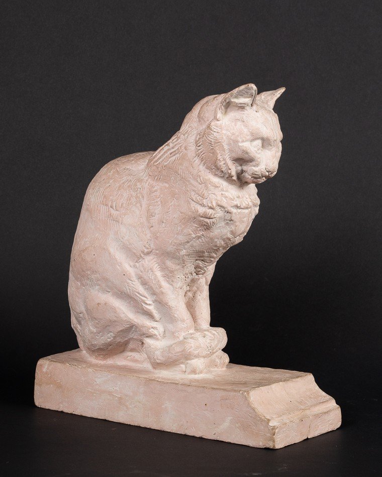 Cat, Sèvres, Terracotta, France, Early 20th Century.-photo-2