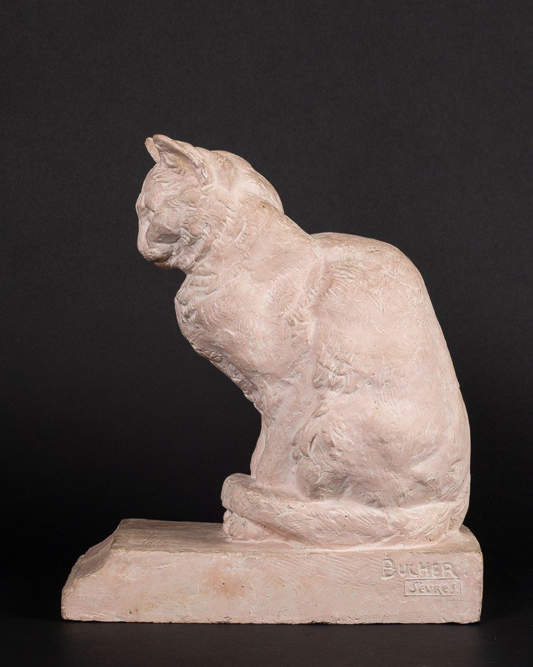 Cat, Sèvres, Terracotta, France, Early 20th Century.-photo-1