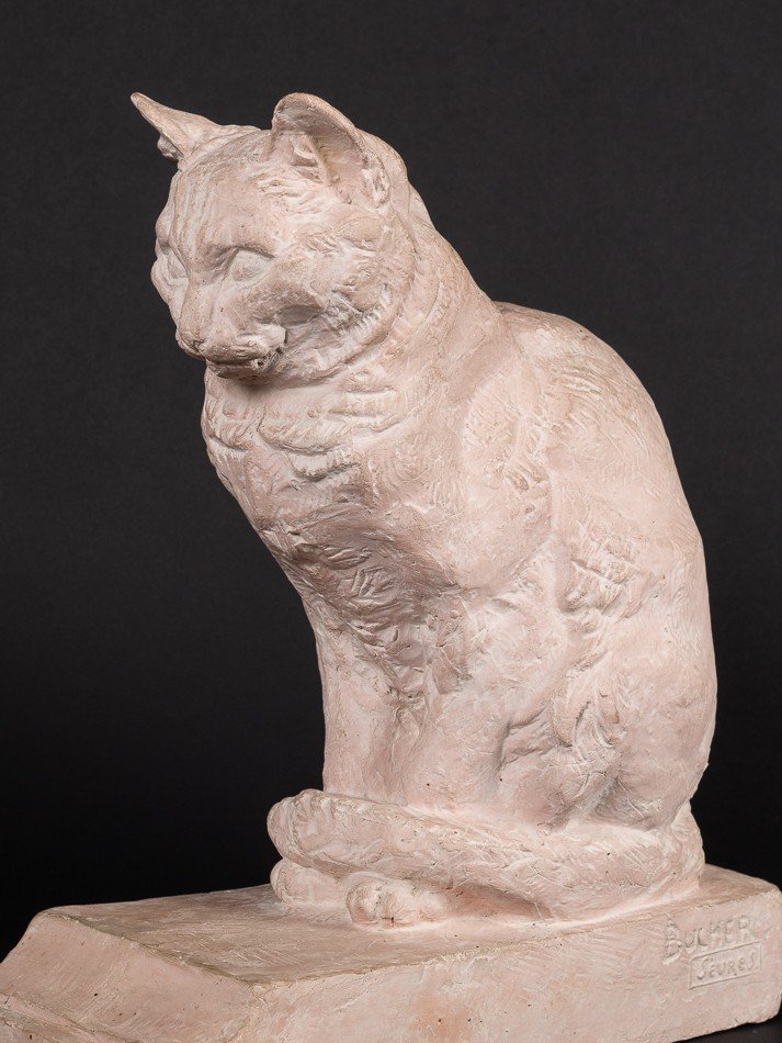 Cat, Sèvres, Terracotta, France, Early 20th Century.