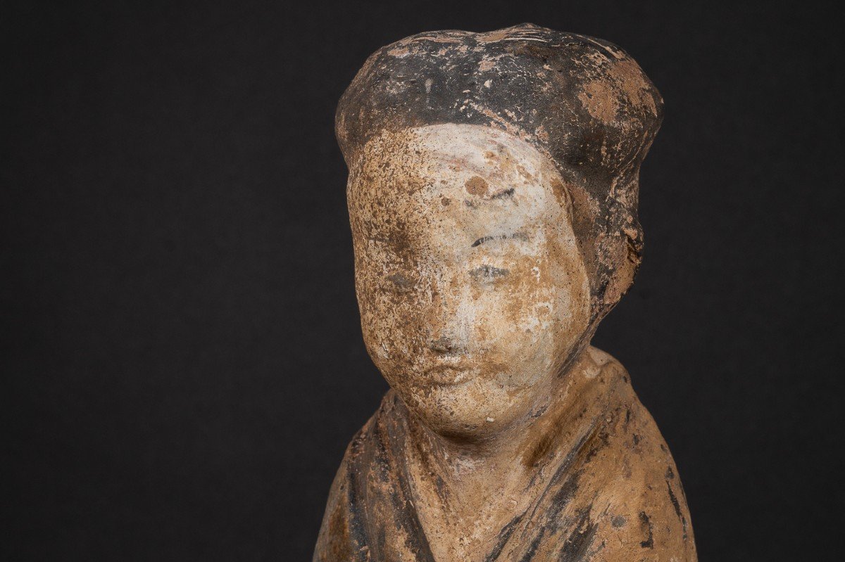 Dame De Cour, Terre Cuite, Chine, Dynastie Han (206 Av. J.-c. - 220 Apr. J.-c.)-photo-2