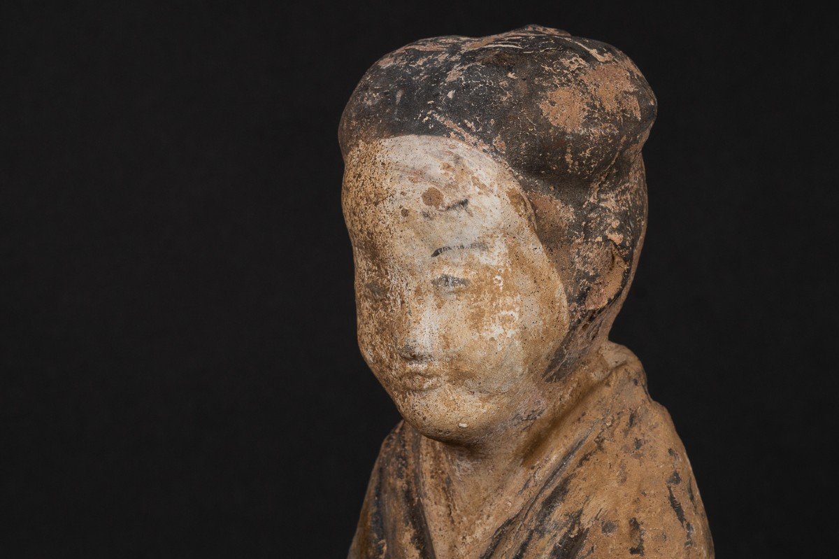 Dame De Cour, Terre Cuite, Chine, Dynastie Han (206 Av. J.-c. - 220 Apr. J.-c.)-photo-7