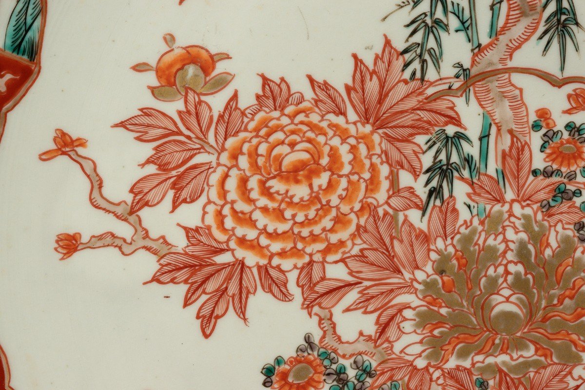 Grand Plat Avec Panier De Fleurs, Japon, Arita, Période Edo, XVIIIe / XIXe Siècle.  -photo-5