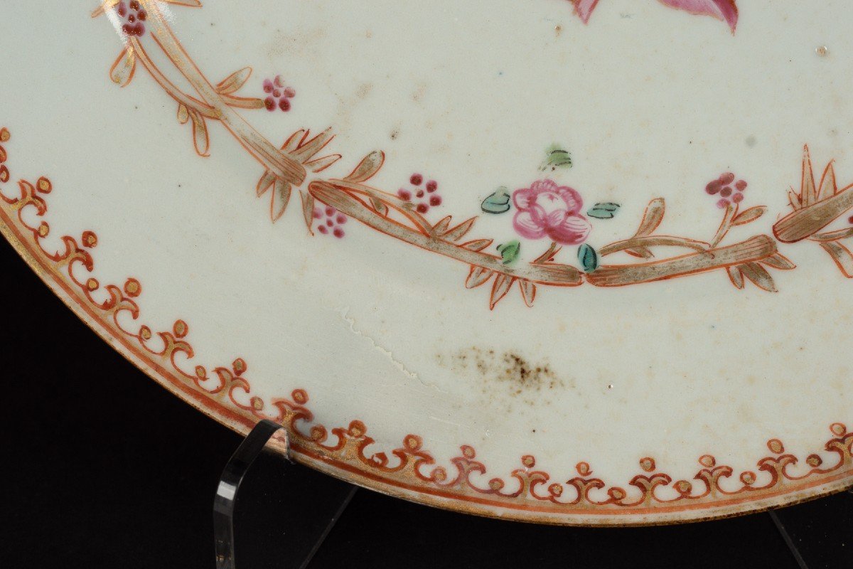 Assiette Avec Rose, Chine, Dynastie Qing, Période Qianlong (1735-1796) -photo-3