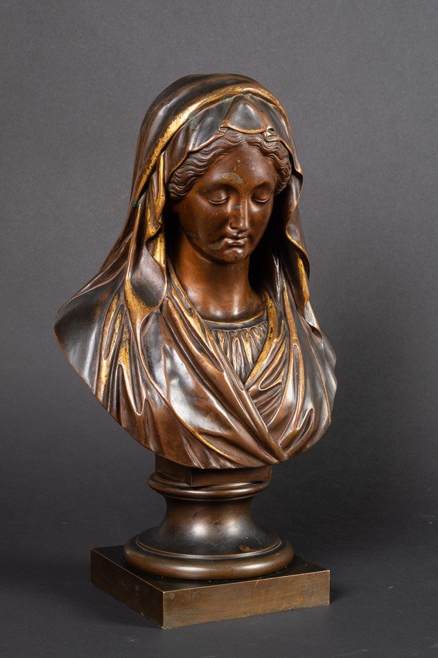 Buste de la Vierge, "Roma", Société des Bronzes de Paris, fin du XIXe siècle   -photo-2