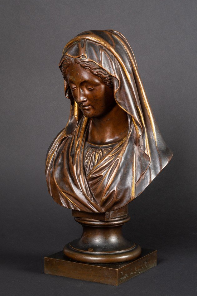 Buste de la Vierge, "Roma", Société des Bronzes de Paris, fin du XIXe siècle   -photo-3