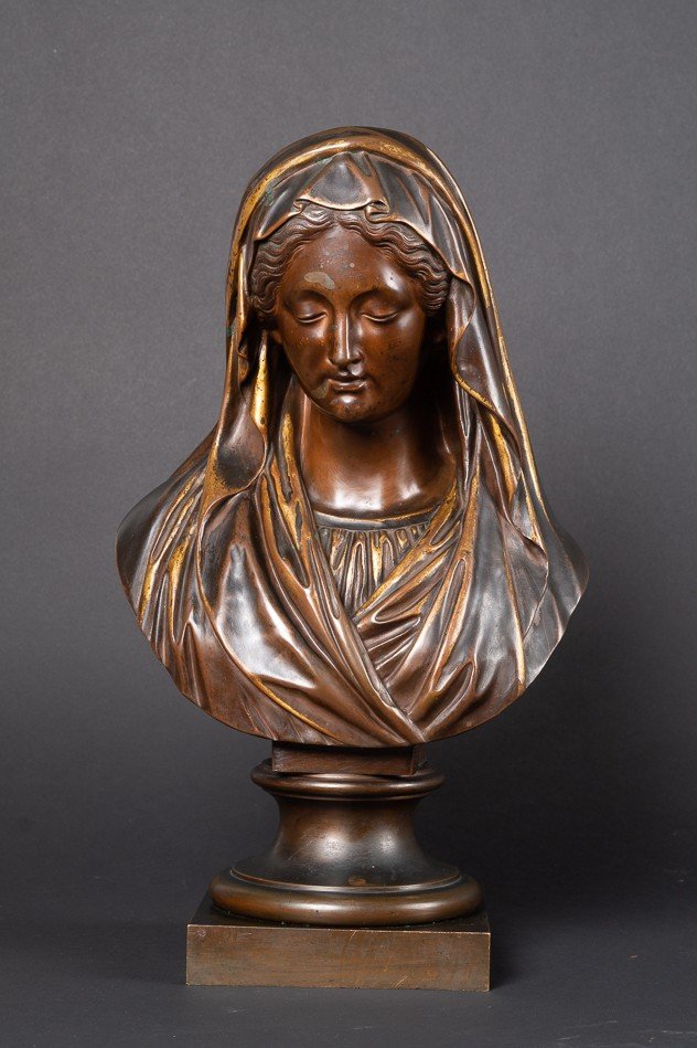 Buste de la Vierge, "Roma", Société des Bronzes de Paris, fin du XIXe siècle   -photo-4