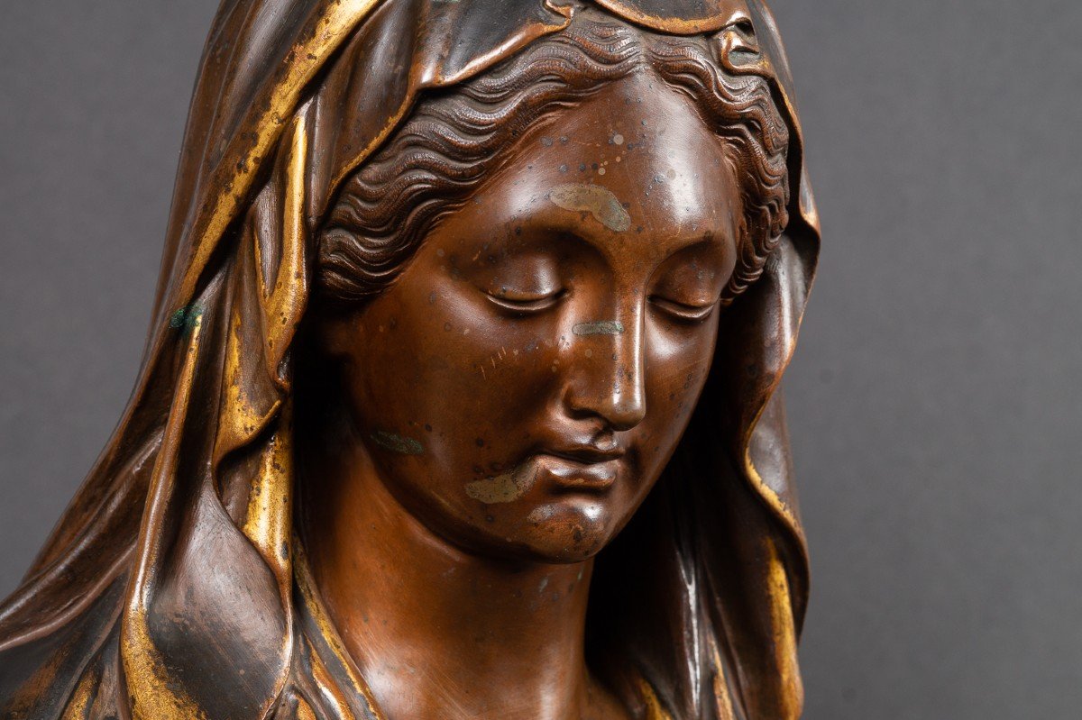 Buste de la Vierge, "Roma", Société des Bronzes de Paris, fin du XIXe siècle   -photo-3