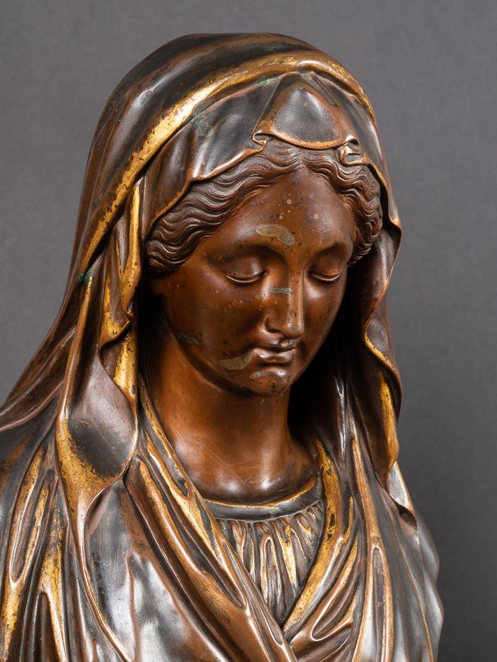 Buste de la Vierge, "Roma", Société des Bronzes de Paris, fin du XIXe siècle   