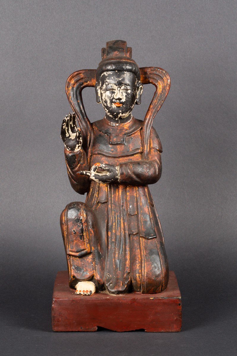 Guanyin, Bois Polychrome, Chine / Vietnam, XVIIIe / XIXe Siècle