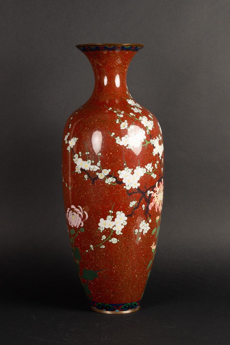 Grand Vase Cloisonné, Shippo-yaki, Japon, ère Meiji (1868-1912)-photo-3