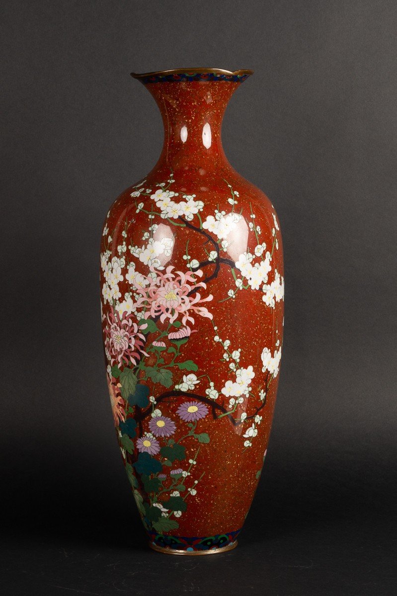 Grand Vase Cloisonné, Shippo-yaki, Japon, ère Meiji (1868-1912)-photo-1