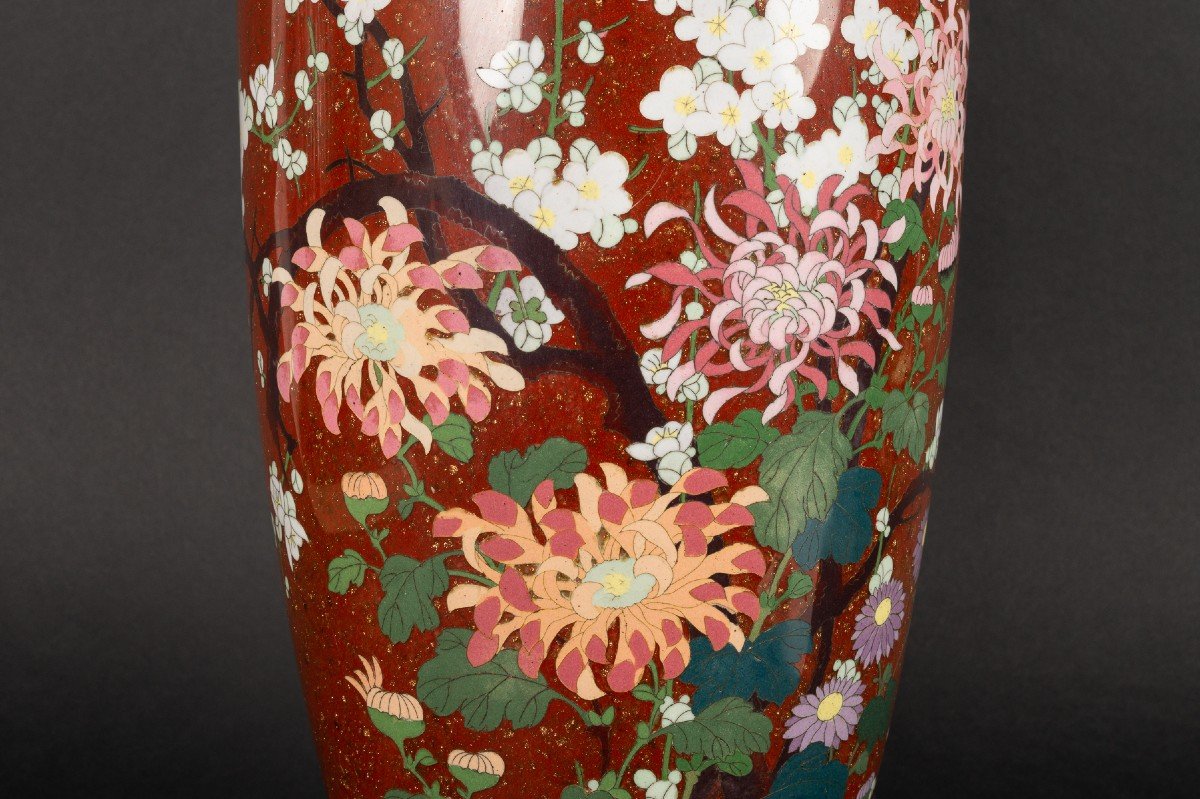 Grand Vase Cloisonné, Shippo-yaki, Japon, ère Meiji (1868-1912)-photo-2