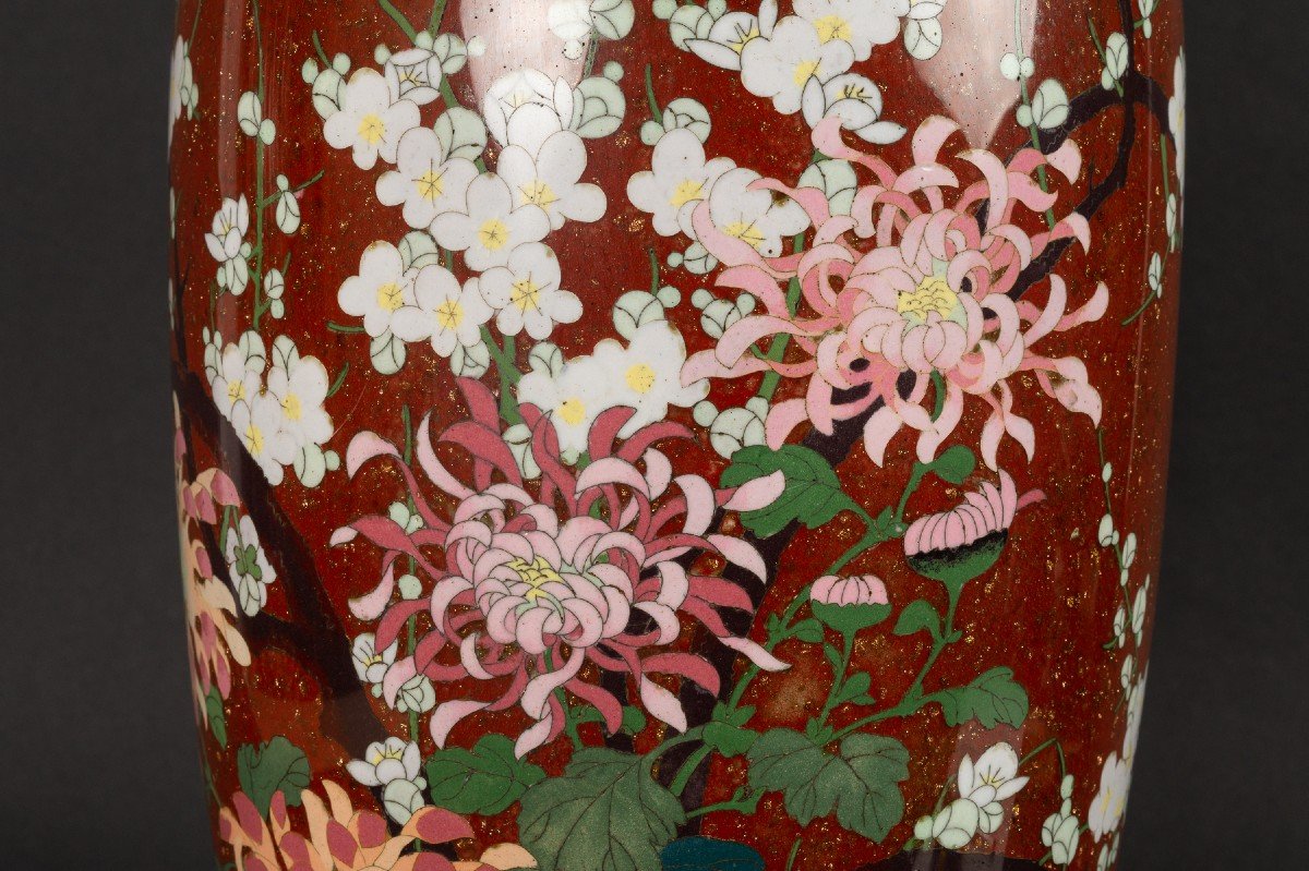 Grand Vase Cloisonné, Shippo-yaki, Japon, ère Meiji (1868-1912)-photo-3