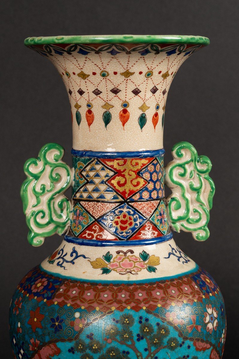 Vase En Cloisonné Sur Poterie, Totai-shippo, Japon, ère Meiji (1868-1912)-photo-1