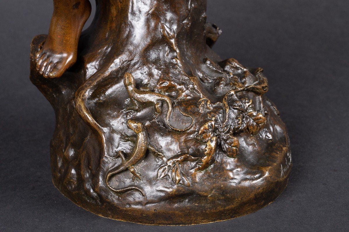 Nymphe Jouant De l'Aulos, Armand Pierre Louis Quénard (1865-1925), Bronze, France, Fin Du XIXe -photo-5