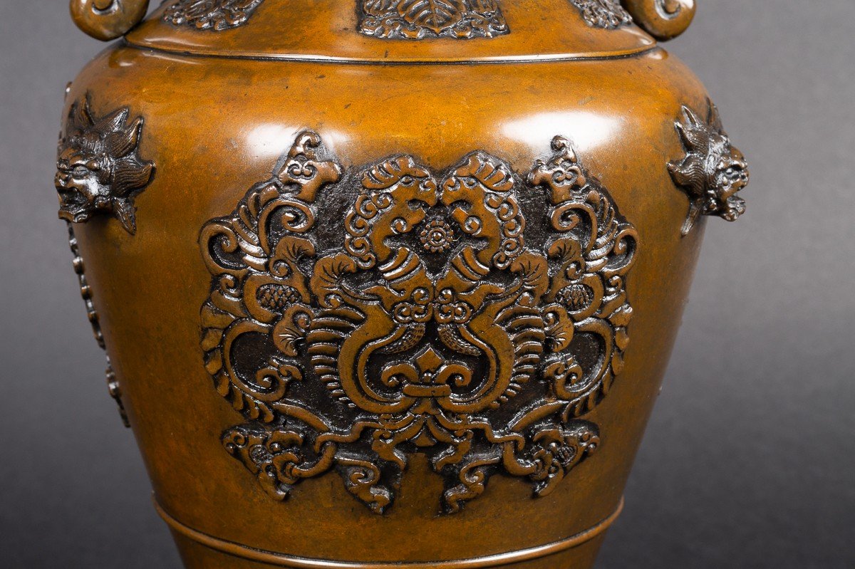 Vase, Vietnam - Indochine, Bronze, Fin Du XIXe Siècle -photo-2