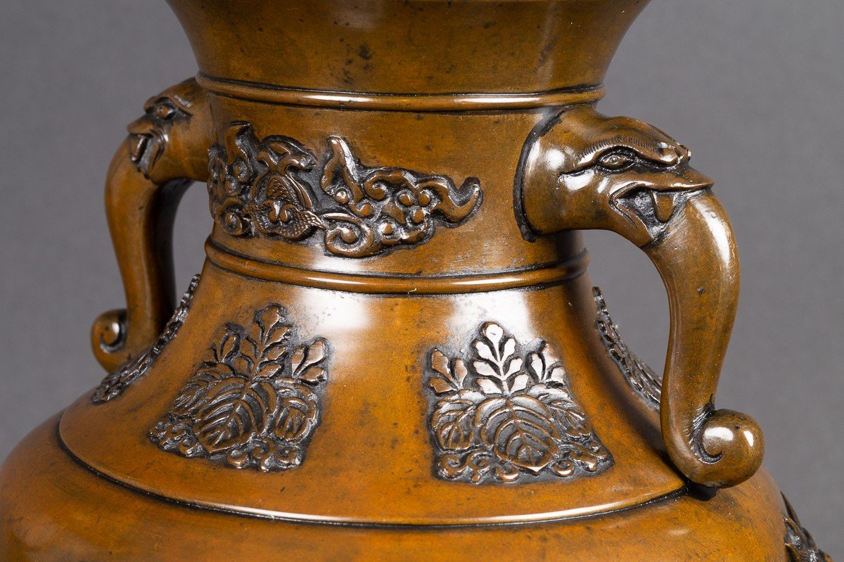 Vase, Vietnam - Indochine, Bronze, Fin Du XIXe Siècle -photo-4