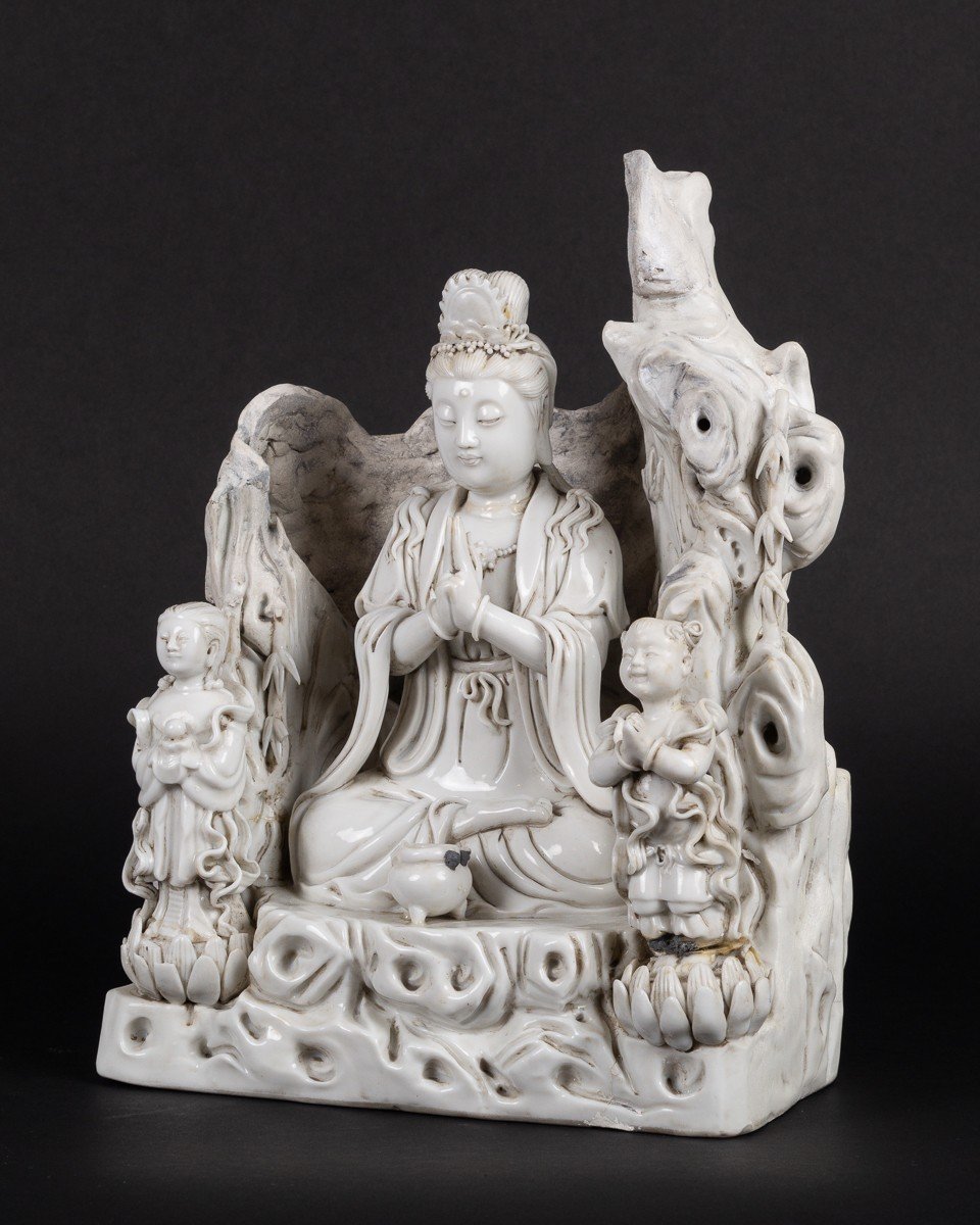 Guanyin Avec Enfants, Blanc De Chine, Chine, Dynastie Qing, XIXe Siècle.  -photo-4