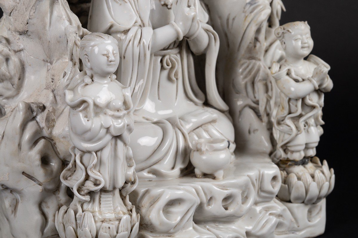 Guanyin Avec Enfants, Blanc De Chine, Chine, Dynastie Qing, XIXe Siècle.  -photo-3