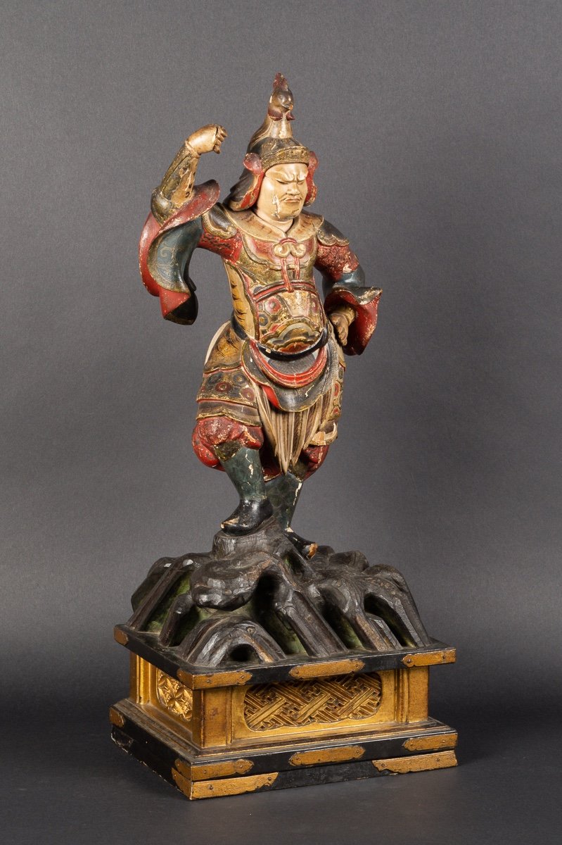 Zōchōten (virudhaka) - Heavenly King, Polychrome Wood, Japan, Edo Era, 18th / 19th Century.-photo-2