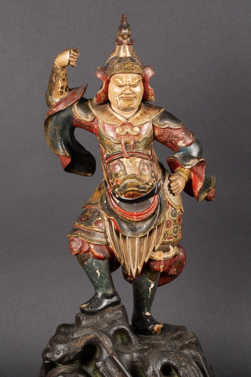 Zōchōten (virudhaka) - Heavenly King, Polychrome Wood, Japan, Edo Era, 18th / 19th Century.-photo-1