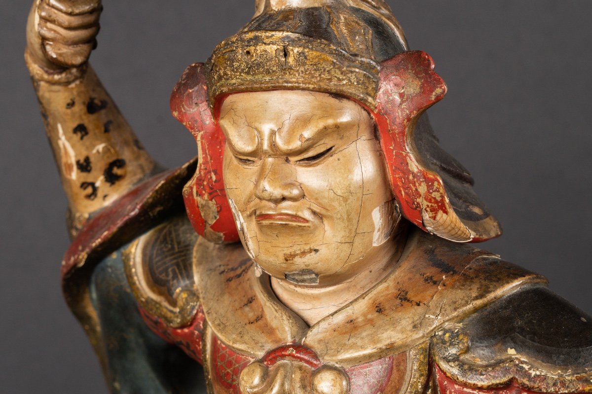 Zōchōten (Virudhaka) - Roi céleste, bois polychrome, Japon, ère Edo, XVIIIe / XIXe siècle.  -photo-5