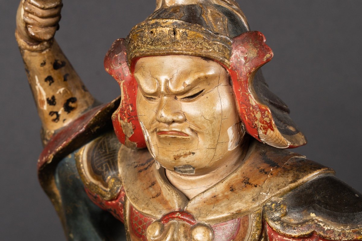 Zōchōten (virudhaka) - Heavenly King, Polychrome Wood, Japan, Edo Era, 18th / 19th Century.-photo-5