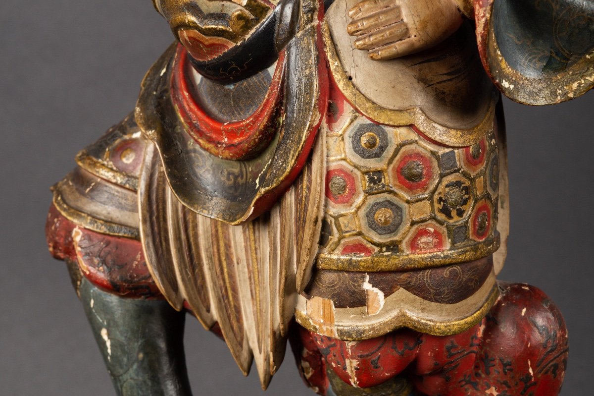 Zōchōten (Virudhaka) - Roi céleste, bois polychrome, Japon, ère Edo, XVIIIe / XIXe siècle.  -photo-6