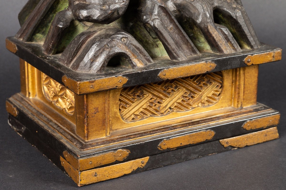 Zōchōten (Virudhaka) - Roi céleste, bois polychrome, Japon, ère Edo, XVIIIe / XIXe siècle.  -photo-7
