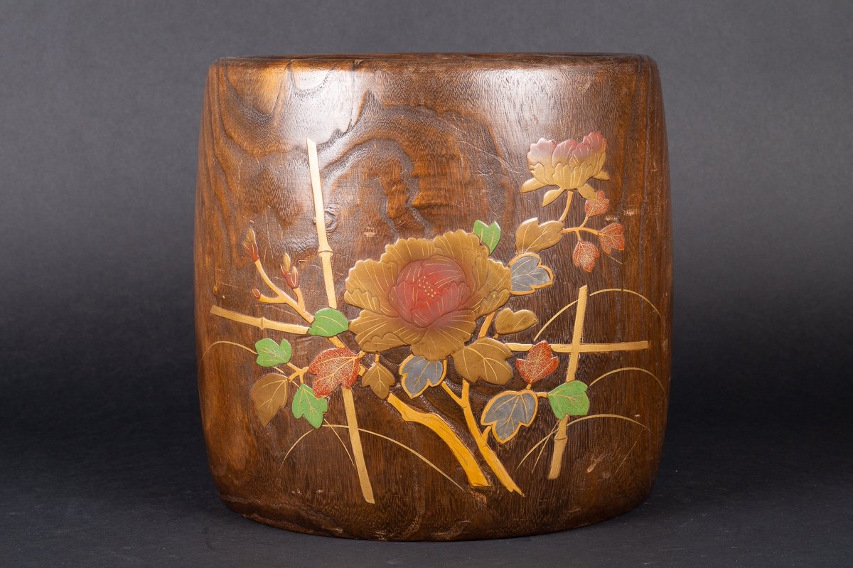 Hibachi Lacquered Kiri Wood (paulownia), Japan, Early. Twentieth Century-photo-1