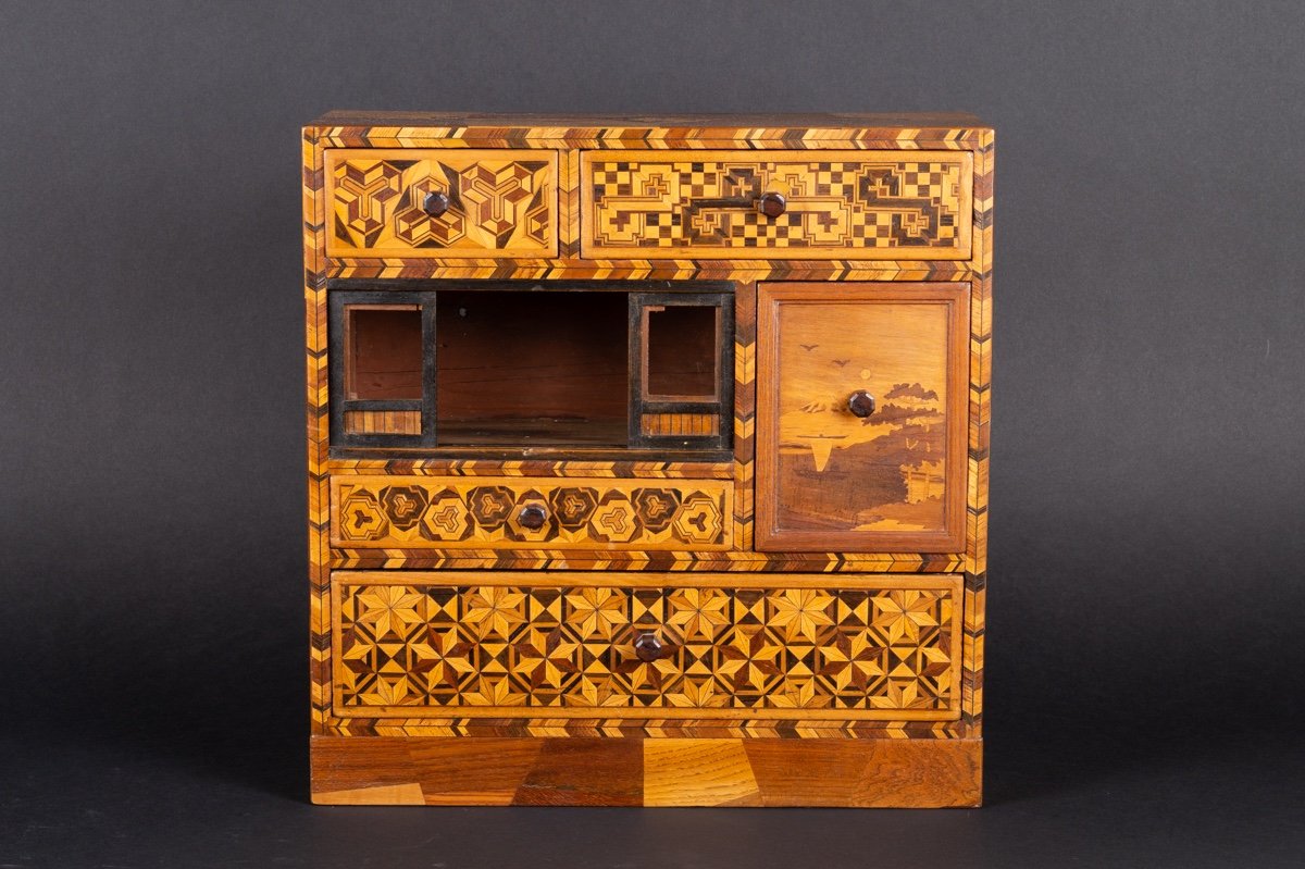 Cabinet Marqueté Kodansu, Japon, ère Meiji (1868-1912) -photo-2