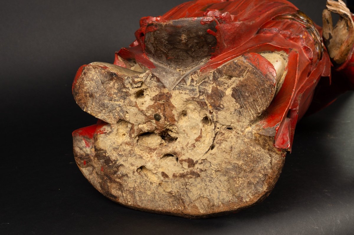 Virudhaka - Roi Céleste, Bois Polychrome, Chine / Vietnam, XVIIIe / XIXe Siècle. -photo-8