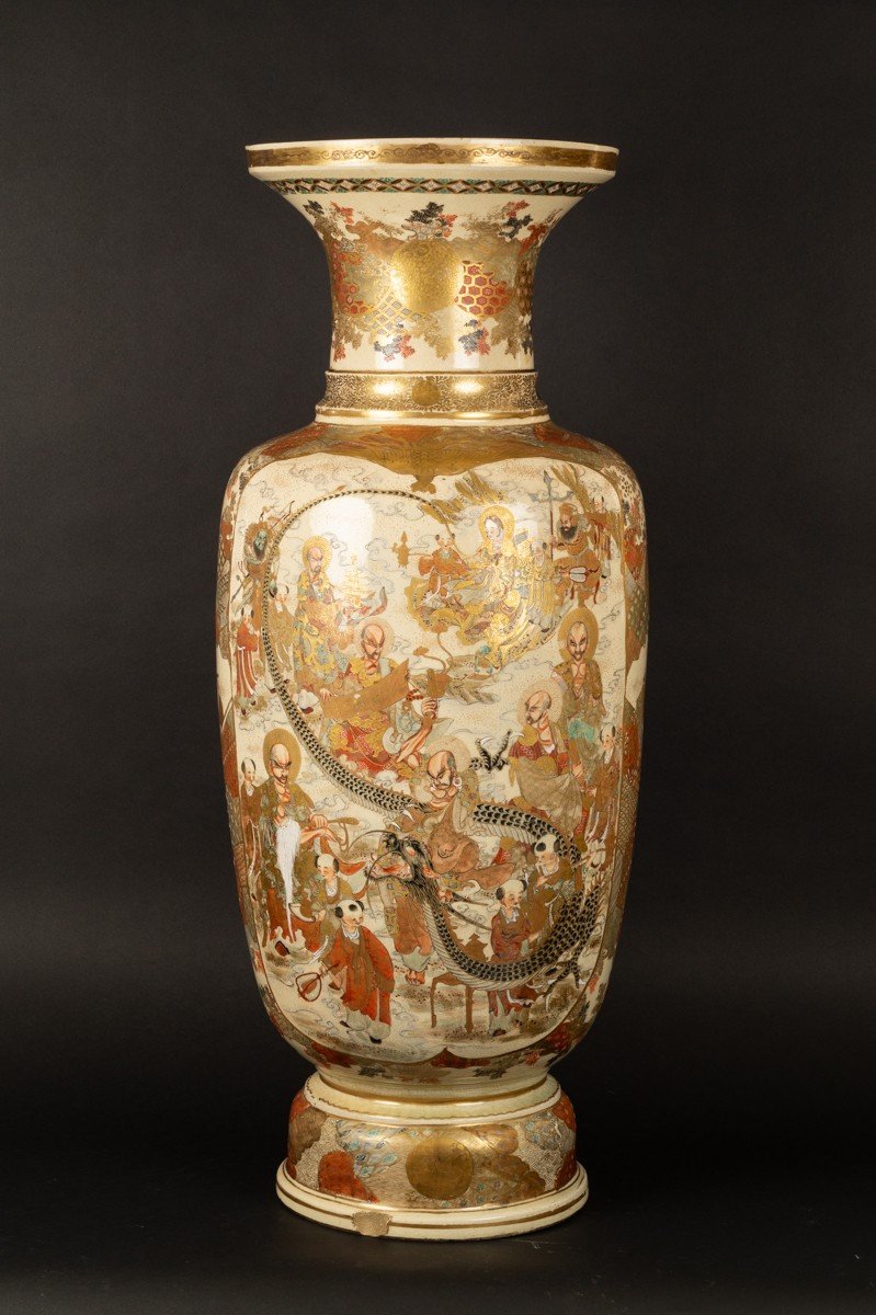 Large Figure Vase, 90 Cm, Satsuma, Japan, Meiji Era (1868-1912)-photo-2