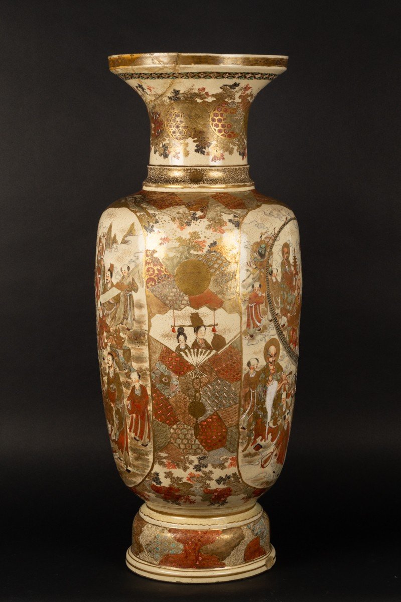 Large Figure Vase, 90 Cm, Satsuma, Japan, Meiji Era (1868-1912)-photo-3