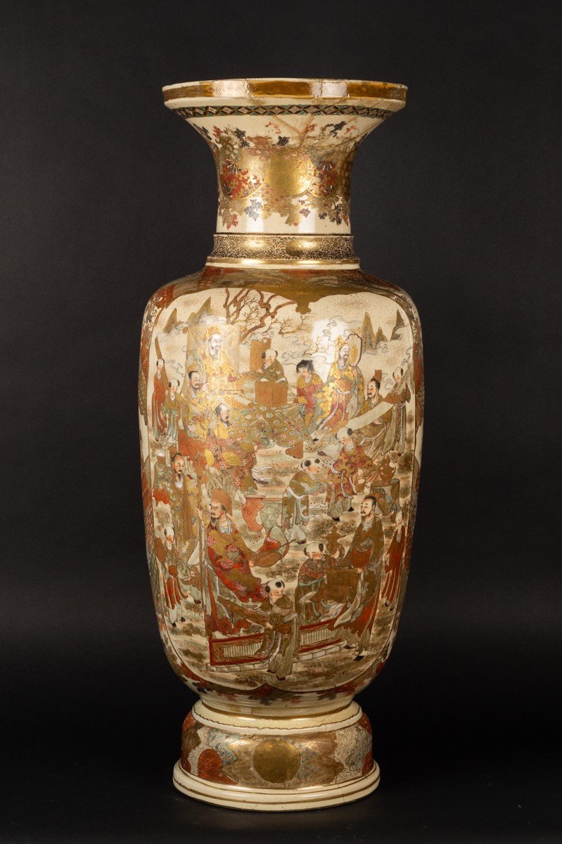 Large Figure Vase, 90 Cm, Satsuma, Japan, Meiji Era (1868-1912)-photo-4