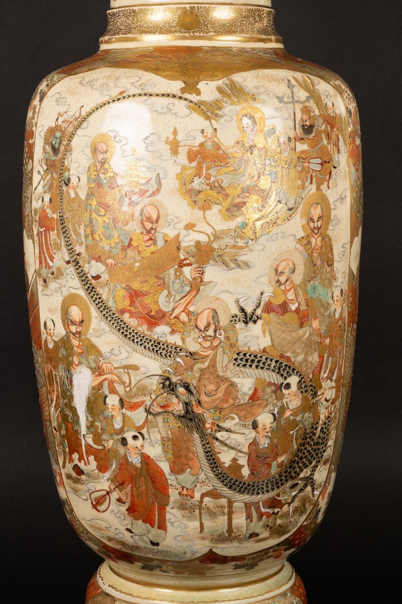 Large Figure Vase, 90 Cm, Satsuma, Japan, Meiji Era (1868-1912)-photo-2