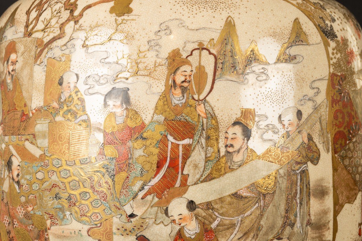 Large Figure Vase, 90 Cm, Satsuma, Japan, Meiji Era (1868-1912)-photo-5