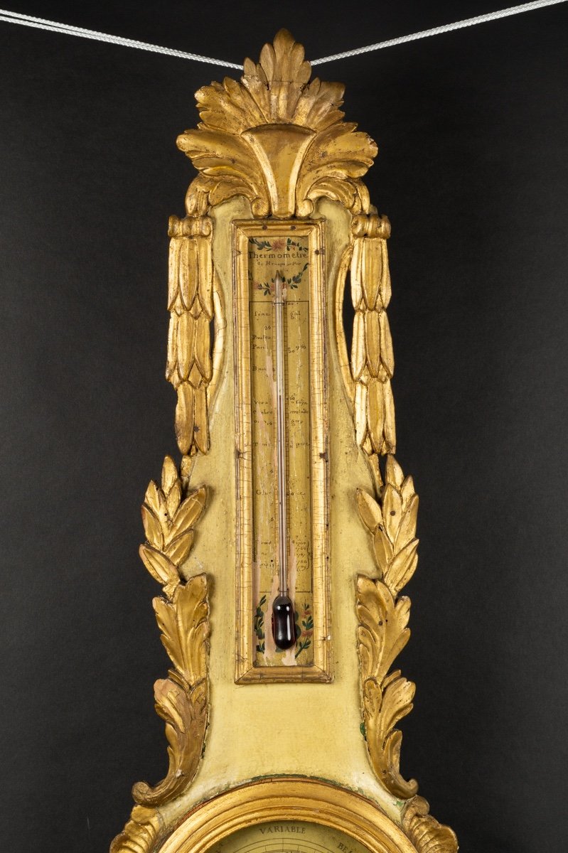 Barometer - Golden Thermometer, Transition Louis XV - Louis XVI, France, Circa 1770-photo-4