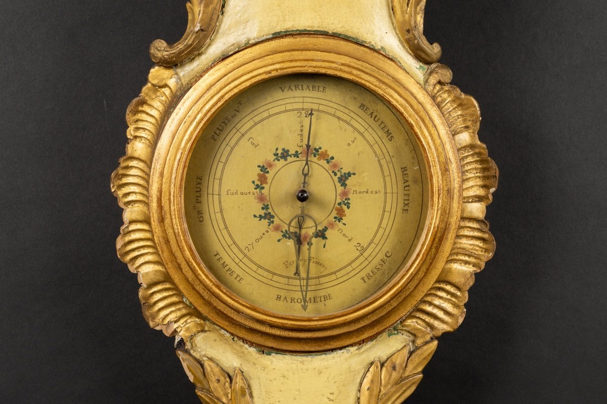 Barometer - Golden Thermometer, Transition Louis XV - Louis XVI, France, Circa 1770-photo-4