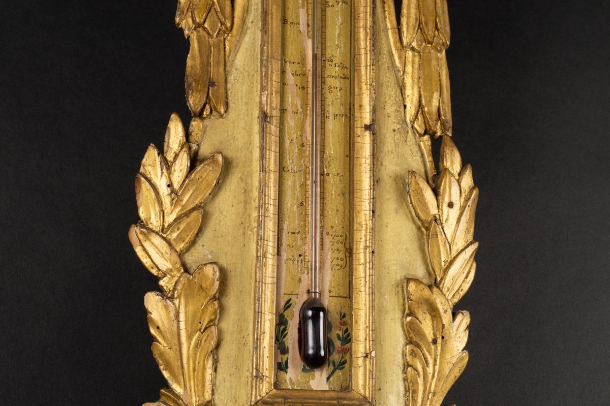 Barometer - Golden Thermometer, Transition Louis XV - Louis XVI, France, Circa 1770-photo-6