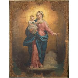 La Vierge à l'Enfant, Huile Sur Bois, Classicisme, France, XVIIIe / XIXe Siècle.  