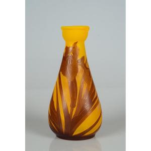 Irises Vase, Emile Gallé, Art Nouveau, Nancy, Early 20th Century.