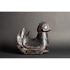 Mandarin Duck, China, Qing Dynasty, Lacquered Wood, 19th Century.