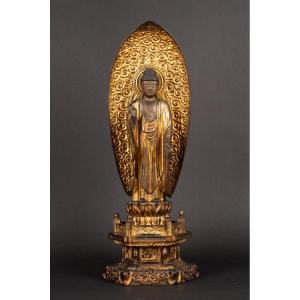 Amida Buddha, Japan, Edo Period (1603-1868), Lacquered And Gilded Wood.