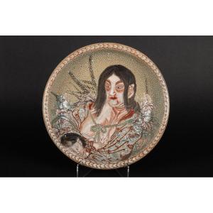 Plate, Yaba-uba With Kintarō, Satsuma, Japan, Meiji Era (1868-1912).