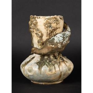 Vase à Faisan, Amphora, Autriche, Turn-teplitz, Vers 1900.   
