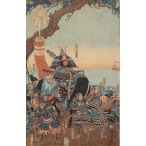 Utagawa Kuniyoshi (1798-1861), Samurai On The Coast, Ukiyo-e Print, Japan, Edo, 1840-1847